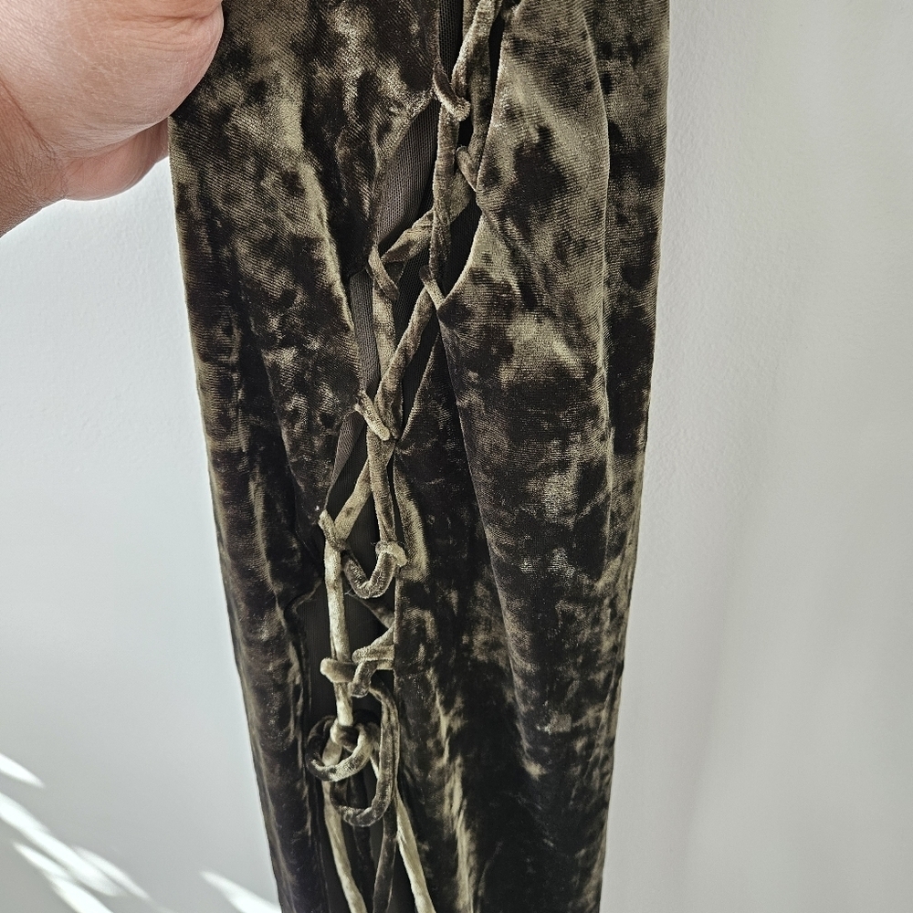 Camila Coelho Olive Green Crushed Velvet One Sleeve Maxi Dress NWT - Picture 7 of 13